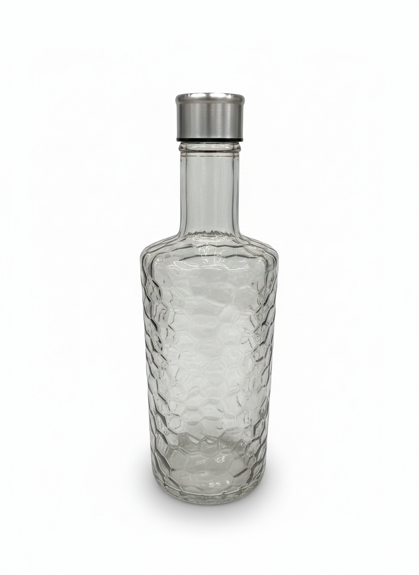Diamond Pattern Glass Water Bottle