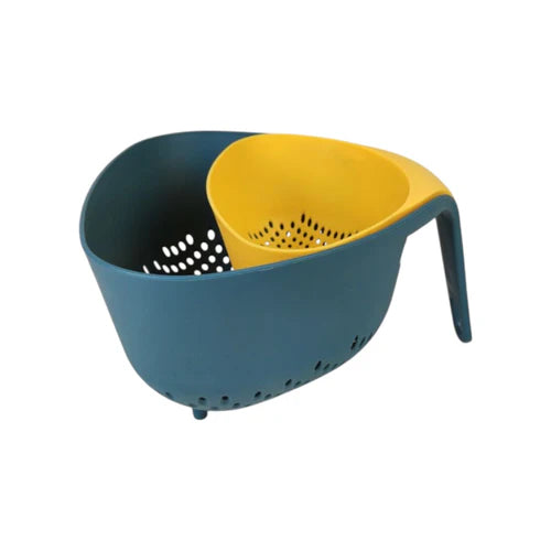 Plastic Double Layer Vegetable Washing Basket – 2-Piece Set