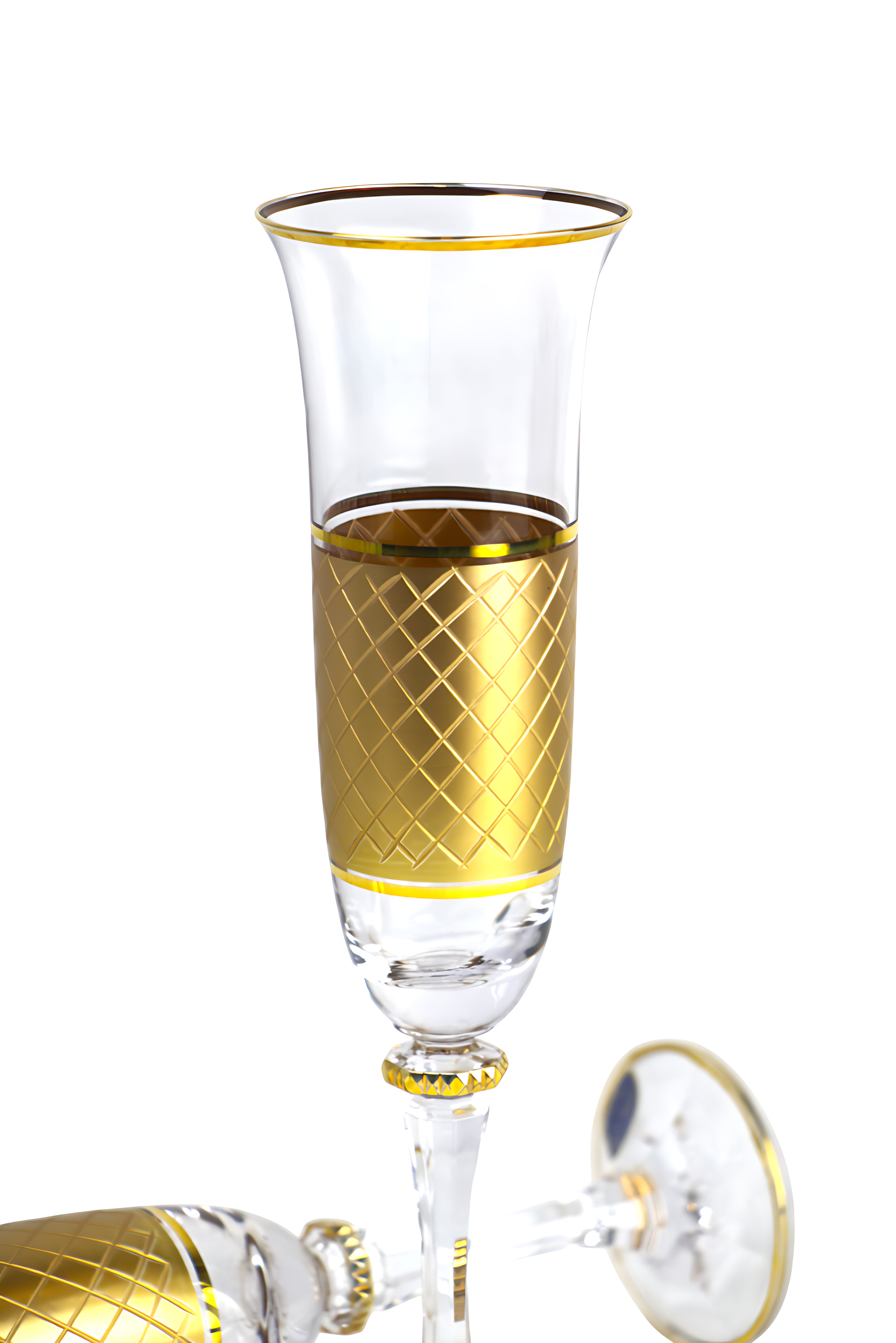 Cleopatra tall glass set gold-engraved net