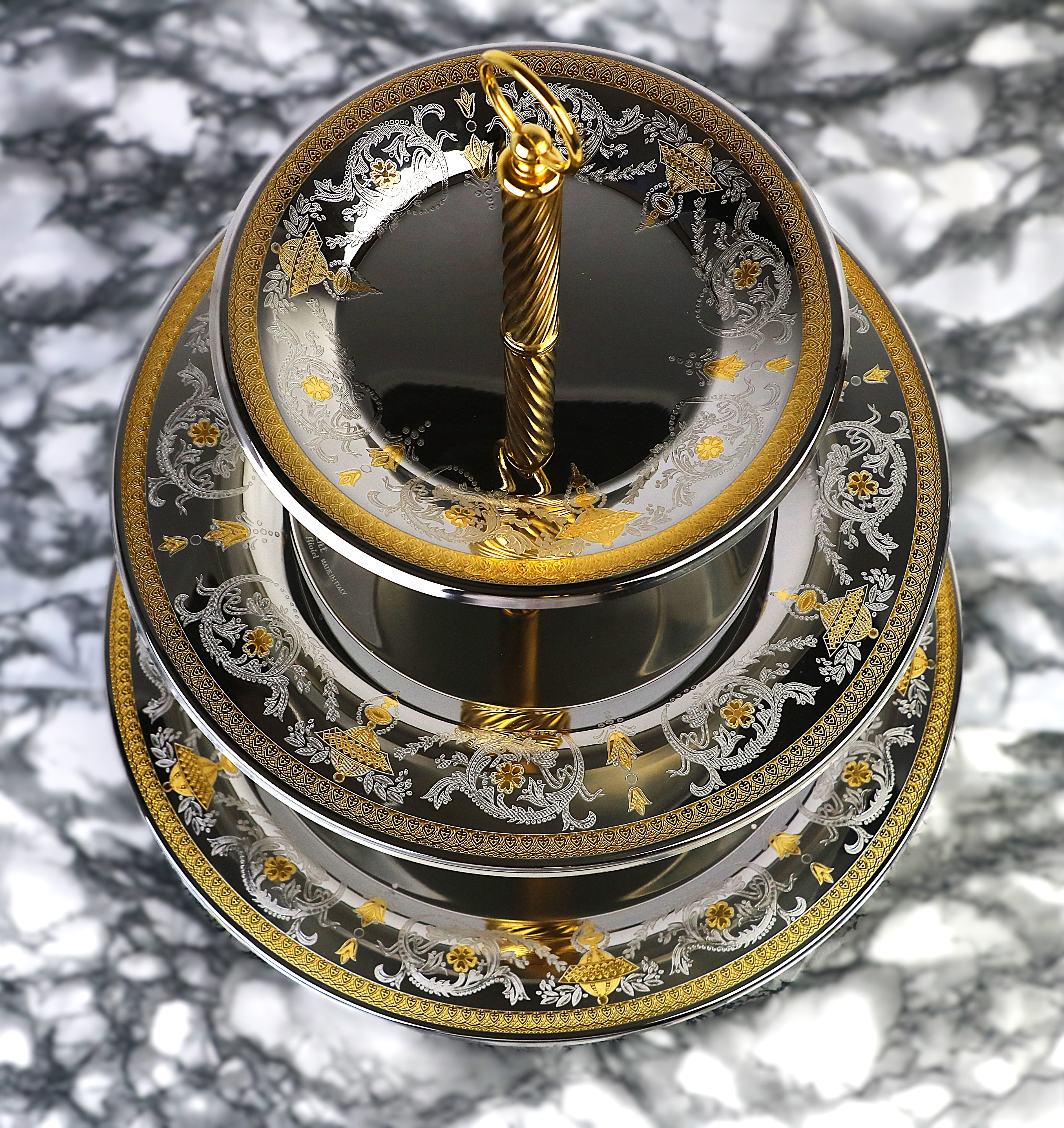 Infores Elegant Gold 3-Tier Cake and Cookie Stand