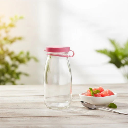 Small Juice or Milk Bottle with Lid and Handle