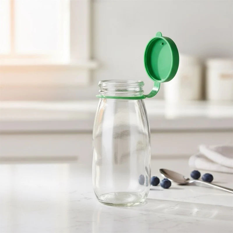 Small Juice or Milk Bottle with Lid and Handle