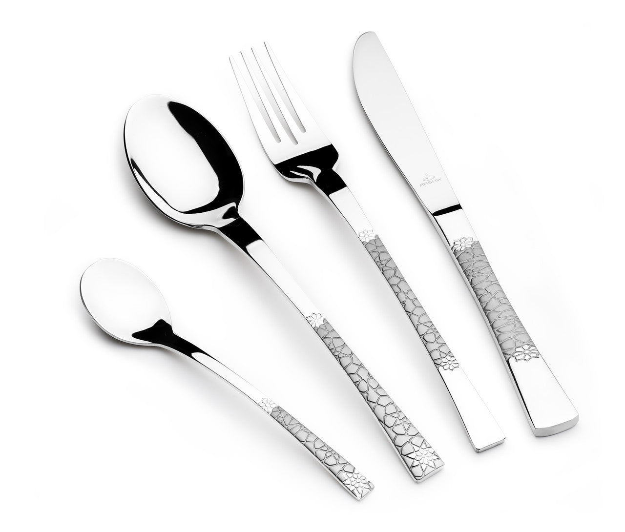 Arshia Stainless Steel Cutlery Sets with Wooden Case 86Pcs Silver
