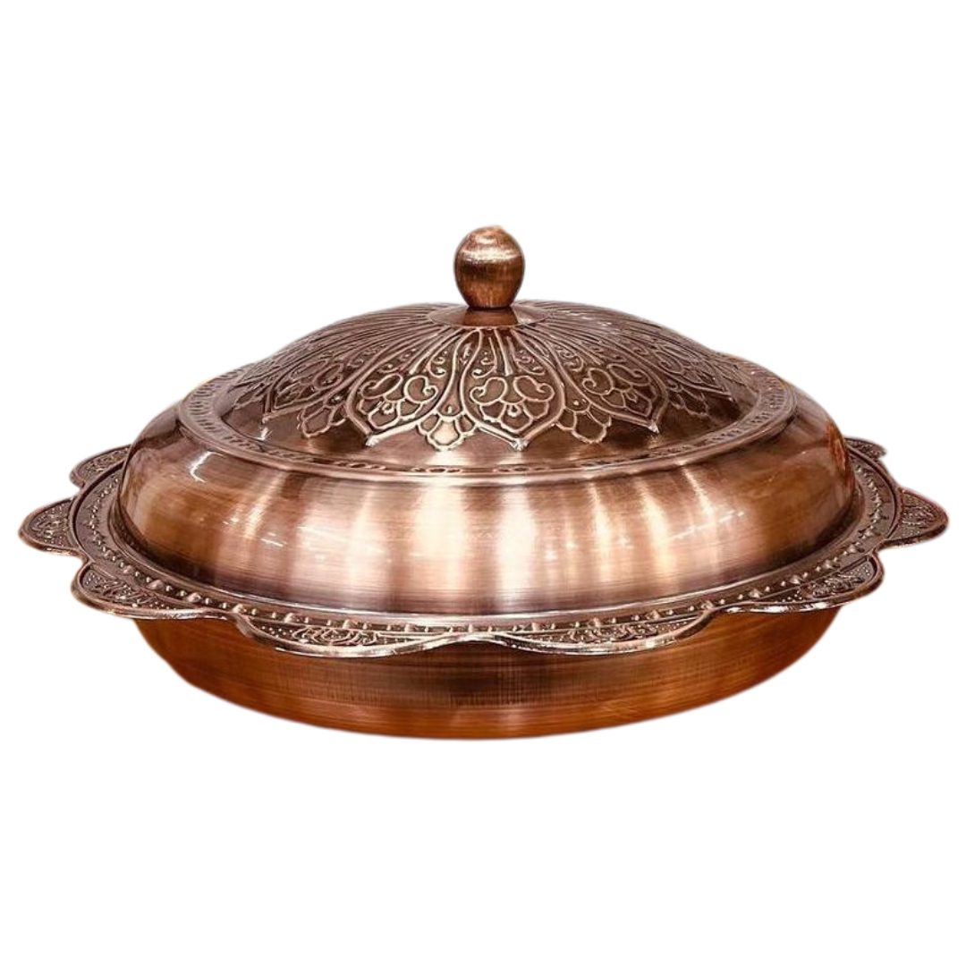40cm Arabic Stainless Steel Serving Dish – Copper Color, Decorative