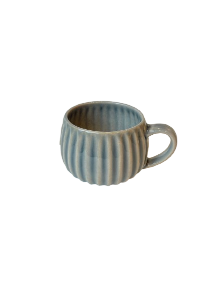 shiny Ribbed Ceramic Mug