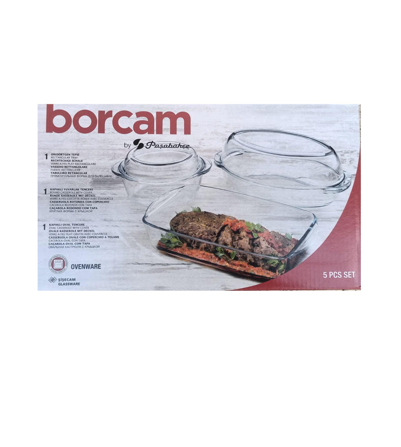Borcam Turkish Pyrex Casserole Set – 6 Pieces Jumbo High Quality