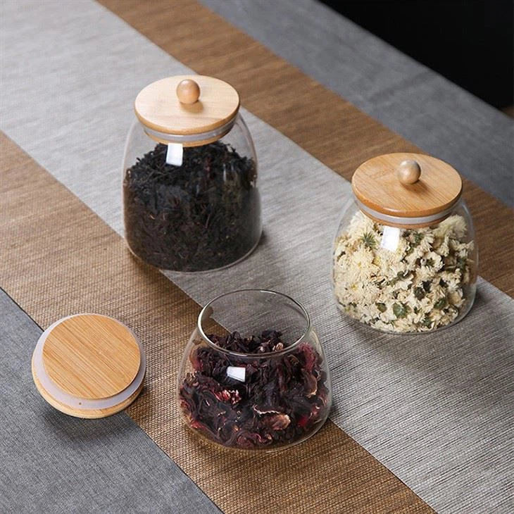 Pyrex Glass Storage Jar with Bamboo Lid – Sold Individually