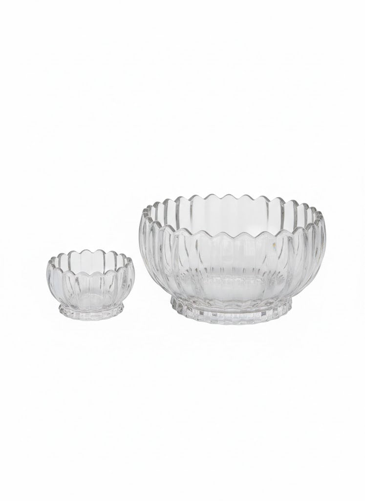egant Glass Khafsh Set with Silver Rim