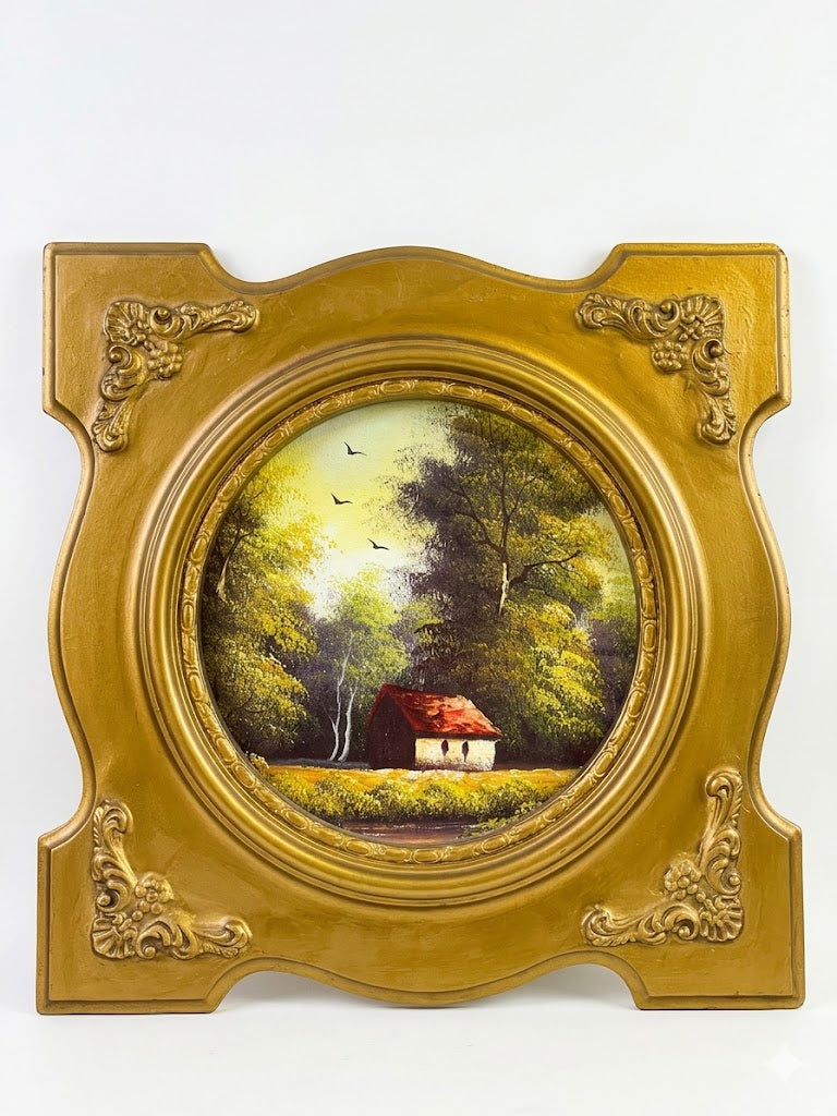 Classic Oil Painting with Wooden Frame